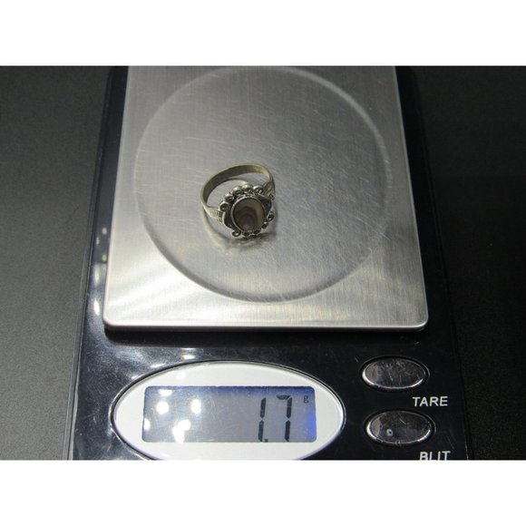 Size 3.75 Silver Tone Abalone Shell Band Ring - Picture 6 of 6